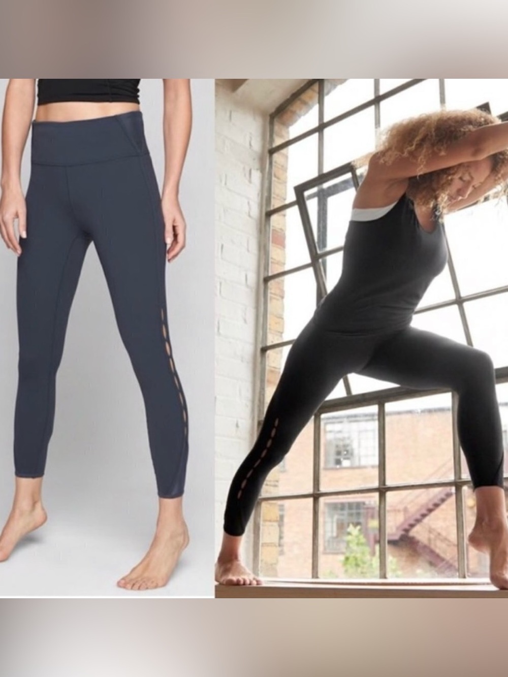 ◻️ATHLETA Charcoal Gray Peekaboo High Waisted Leggings Size Medium